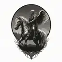 headless horseman with wings riding horse  tattoo design idea