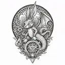 bugs bunny riding a dragon tattoo design idea