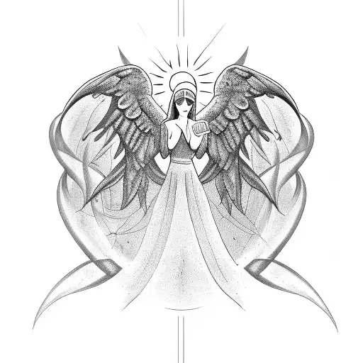 2 angel with sun  tattoo design idea