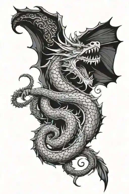dragon that wrapped around arm to the neck tattoo tattoo design idea