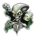 alien smoking a joint tattoo design idea