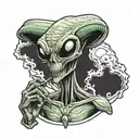 alien smoking a joint tattoo design idea