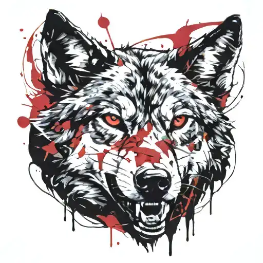 angry wolf tattoo design idea