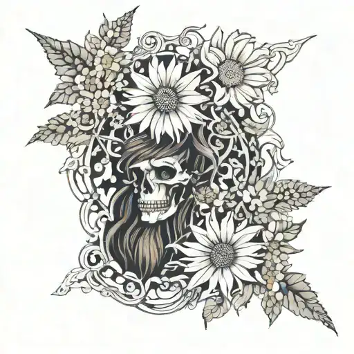 elden root and chamomile root patterns tattoo design idea