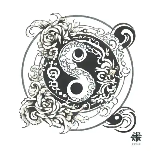 yin yang seven sin seven virtue tattoo design idea