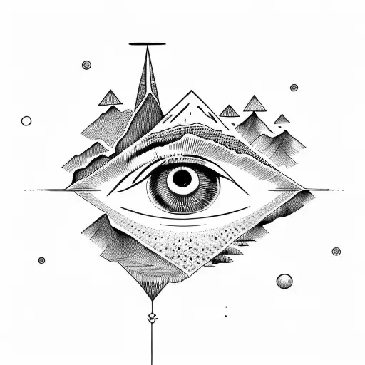 eye of ra with mountain and sea  tattoo design idea
