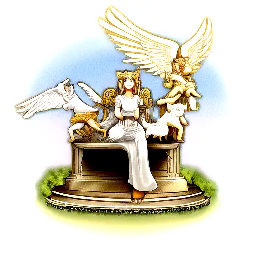 hellenistic cats with angel wings tattoo design idea