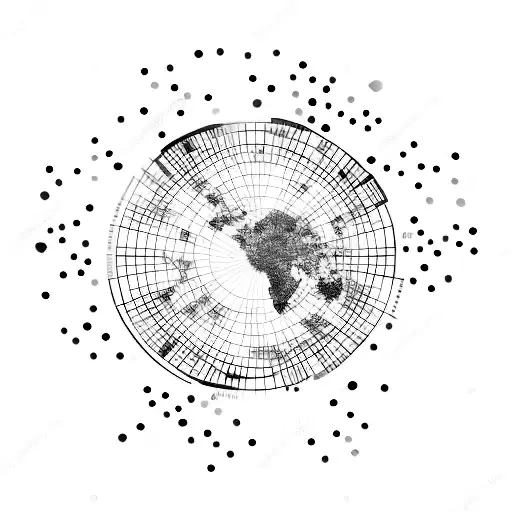 Festival fireworks over a world map tattoo design idea