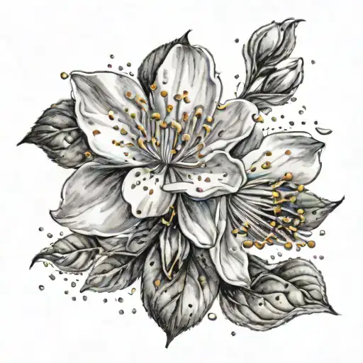 apple blossom petals falling tattoo design idea