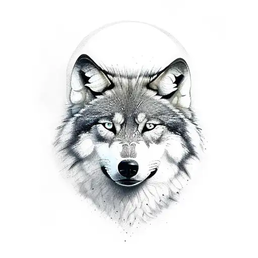 wolfes white and black tattoo design idea