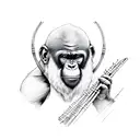 ape playing flute tattoo design idea