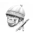 ape playing flute tattoo design idea
