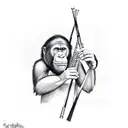 ape playing flute tattoo design idea