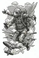 skydiving and guns tattoo design idea