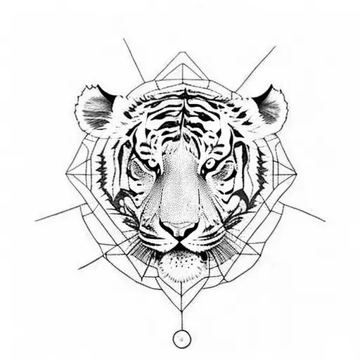 tattoo of the full body of a tiger curved and where the side of the body and the tail extent into a circle tattoo design idea