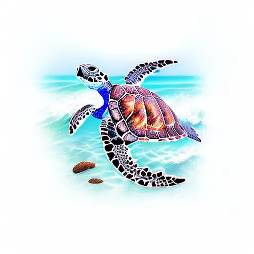3 sea turtles Cabo San Lucas tattoo design idea