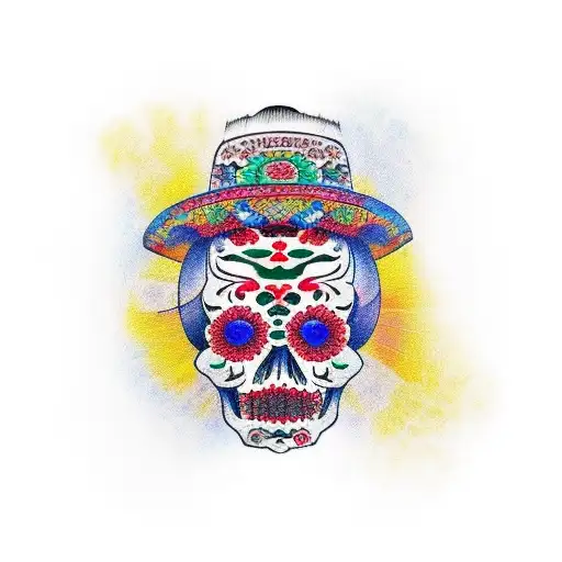 Mexican Calavera Chinese ENDURE tattoo design idea