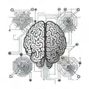 Geometric motif with brain and circuits Description: The main element would be a stylized brain with finely drawn neural networks tattoo design idea