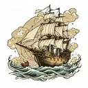 ship on ocean tattoo design idea