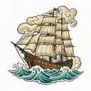 ship on ocean tattoo design idea