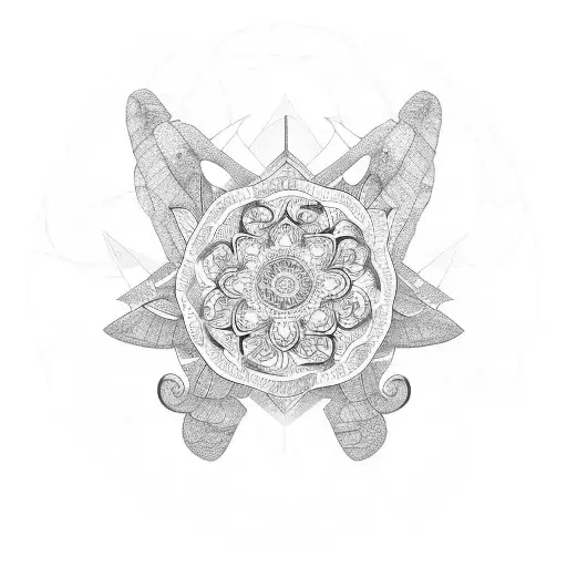 Trinacria symbol surrounded by mandala tattoo design idea