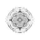 Trinacria symbol surrounded by intricate mandala patterns tattoo design idea