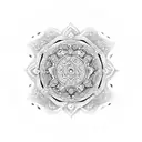 Trinacria symbol surrounded by intricate mandala patterns tattoo design idea