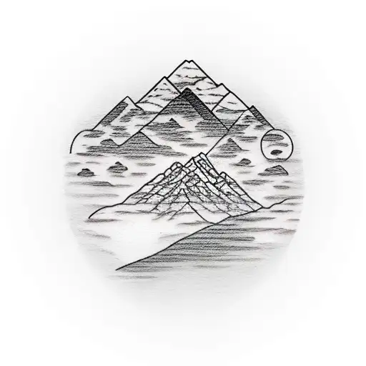 full moon with heart shaped mountain tattoo design idea