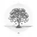 A black-grey tattoo of a olive tree design like family tree and line circle it tattoo design idea