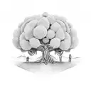 A black-grey tattoo of a olive tree design like family tree and line circle it tattoo design idea