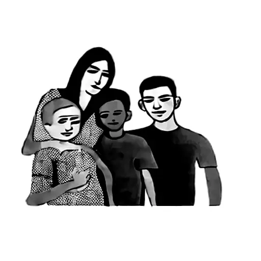 a mother and her two sons tattoo design idea