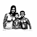 a mother and her two sons tattoo design idea