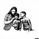 a mother and her two sons tattoo design idea