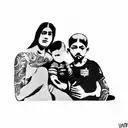 a mother and her two sons tattoo design idea