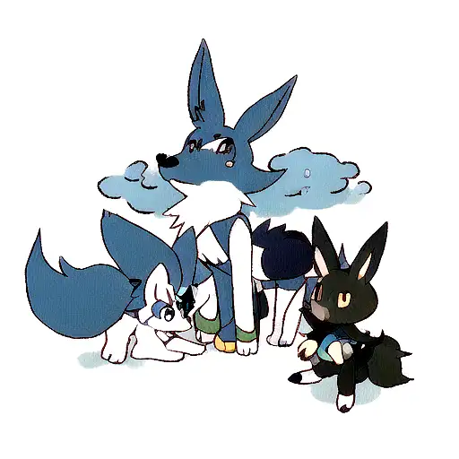 Lucario and eevee tattoo design idea