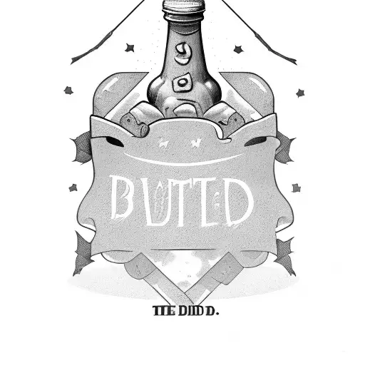 Bottle with the words dad and monsters tattoo design idea