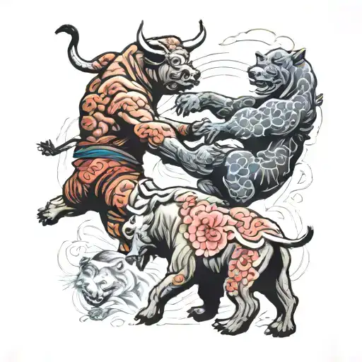 Trading chart bull vs bear fight tattoo design idea
