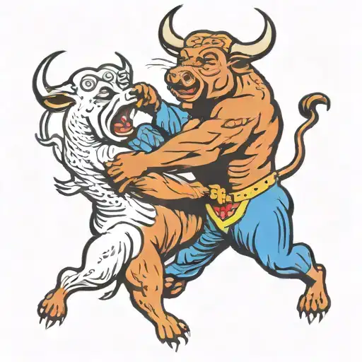 Trading chart bull vs bear fight tattoo design idea