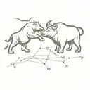 Trading chart bull vs bear fight tattoo design idea