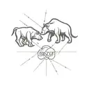 Trading chart bull vs bear fight tattoo design idea