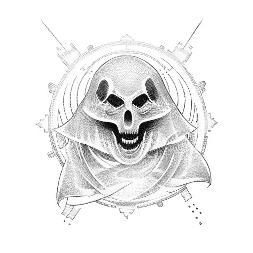 ghost with mirrorball tattoo design idea