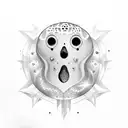 ghost with mirrorball tattoo design idea
