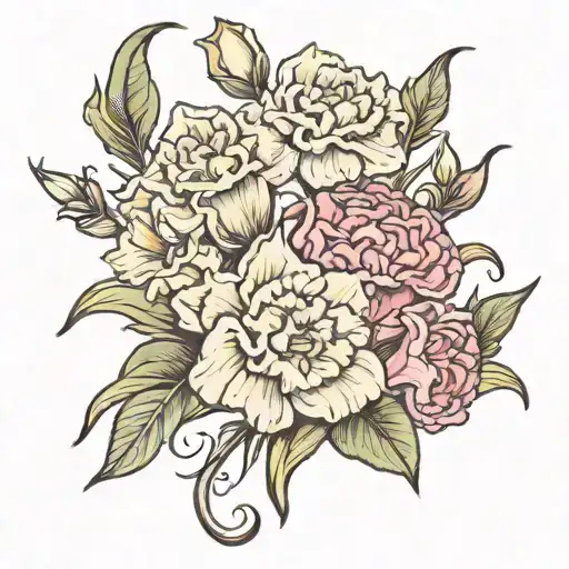 carnations gladiolus narcissus flower bouquet tattoo design idea