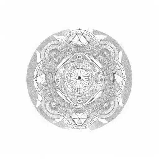 Three circles on a horizontal line, line starts from the first circle's center end at the third circle's center tattoo design idea