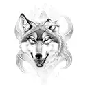 wolf and dragon  tattoo design idea