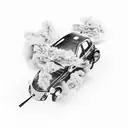 Ford Ka from 1999 with smoke coming from rear windows tattoo design idea