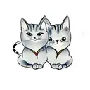 Two cats cuddling together with a heart shape formed by their tails tattoo design idea