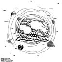 planet earth with the words "in the eyes of the world" written in scandia thin font around it, repeating itself tattoo design idea