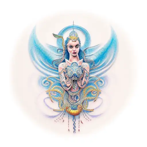 sirena mar playa tattoo design idea