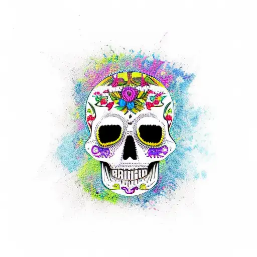 calavera con un cuervo  tattoo design idea